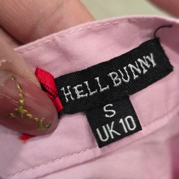 Hell Bunny Pink Spider Web Print Skirt size S Gothic Halloween Rockabilly - Picture 7 of 16